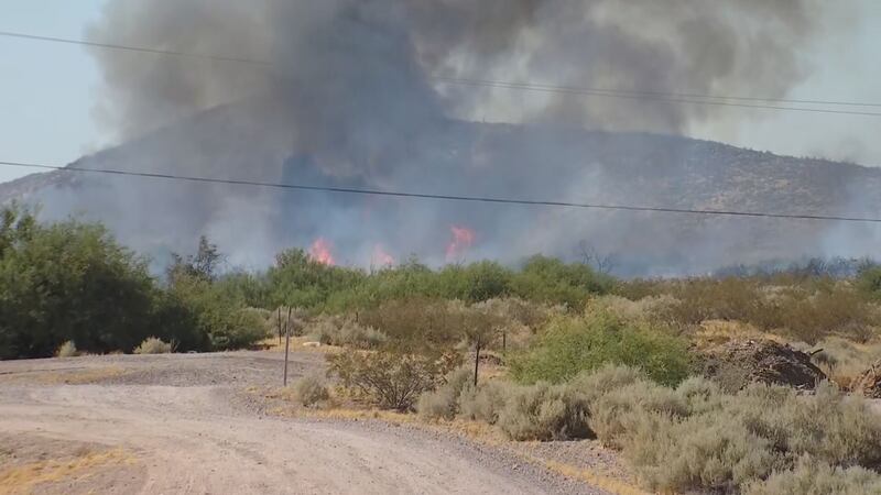 The Arizona Fire and Medical Authority upgraded the brush fire to a two-alarm fire due to the...