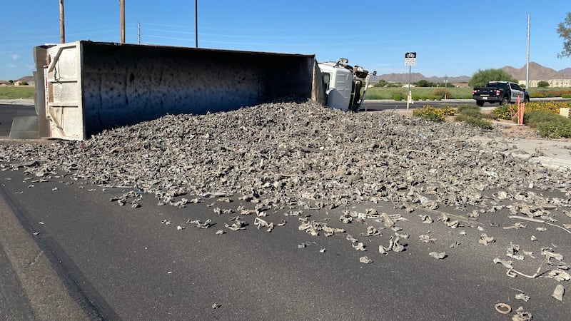 Debris was spread all over the road, as seen in photos sent to Arizona's Family.