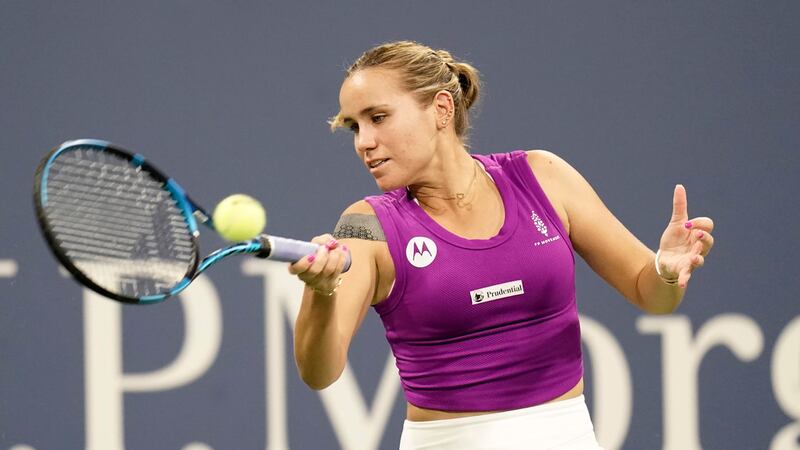 Sofia Kenin of the United States during the first round of the U.S. Open tennis tournament,...