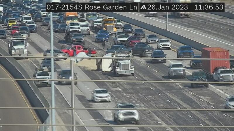 A semi hauling gravel and a pickup truck were involved in a crash on I-17 in north Phoenix...