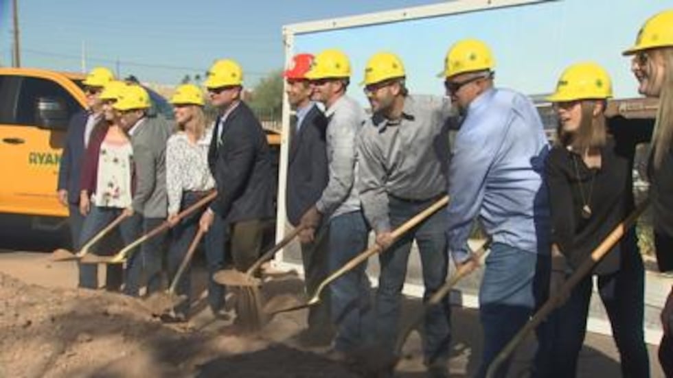 This image shows the ceremonial groundbreaking on the new AHS facility.