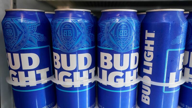 FILE -- Cans of Bud Light chill in a refrigerator in Oakland, Calif., on April 28, 2023.