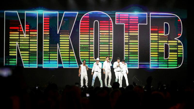 Jonathan Knight, Jordan Knight, Joey McIntyre, Donnie Wahlberg and Danny Wood of New Kids on...