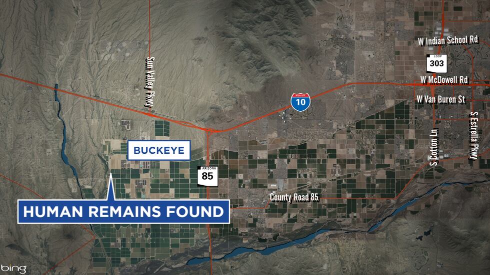 Remote desert area near Johnson Road and Southern Avenue where human remains were found.