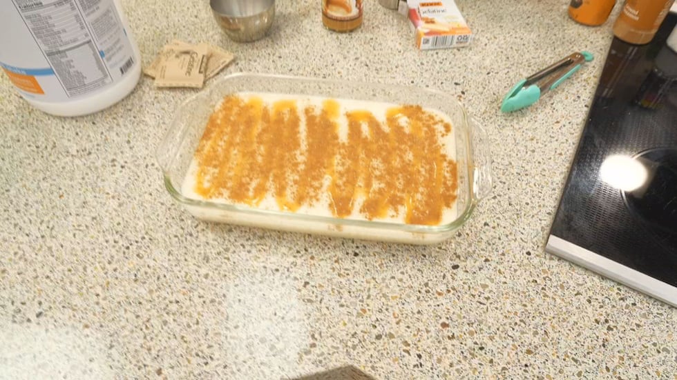 Chris Powell says a serving is 1/3 of the pan!