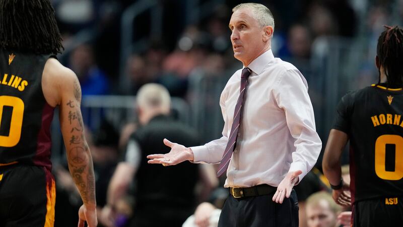 Arizona State head coach Bobby Hurley in the second half of a first-round college basketball...