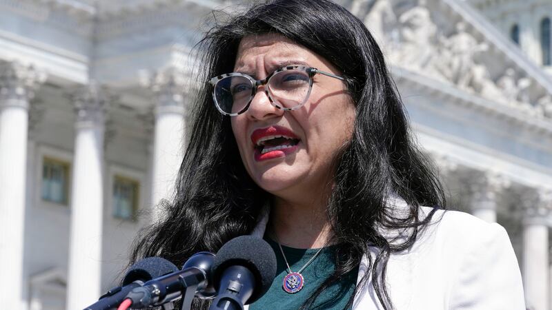 FILE - Rep. Rashida Tlaib, D-Mich., speaks during a news conference on May 25, 2023, on...
