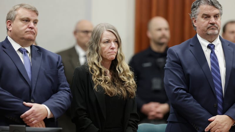 Lori Vallow Daybell stands and listens as the jury's verdict is read at the Ada County...
