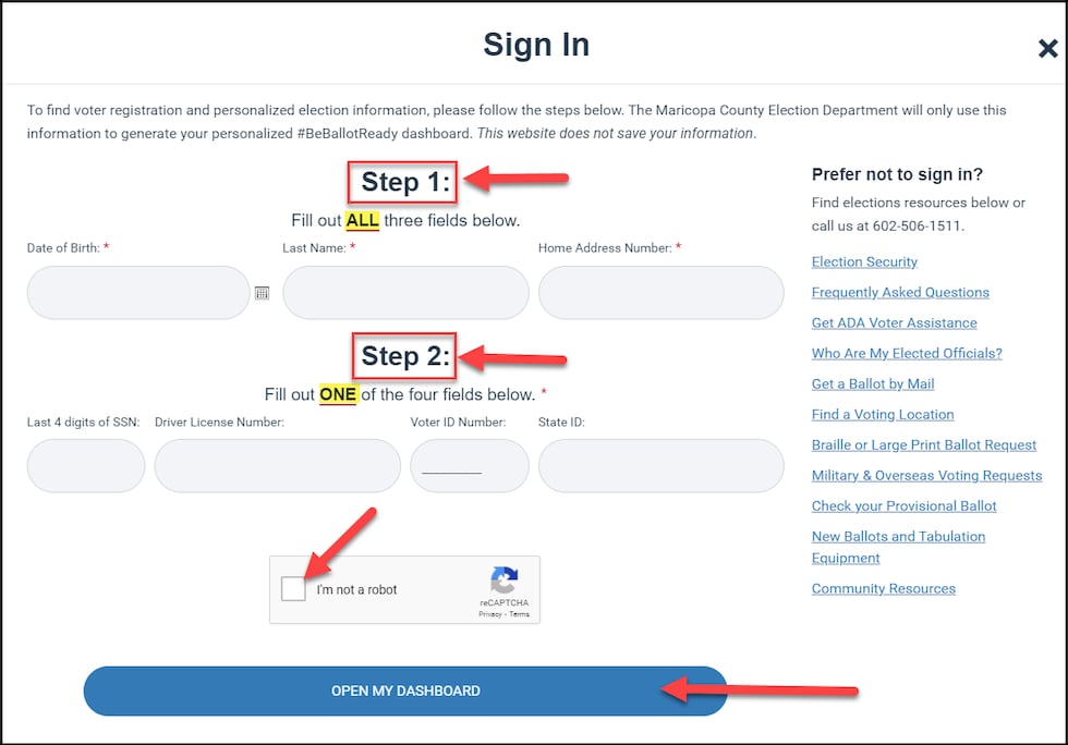 FILE - Voter Log In Website