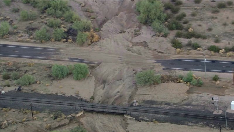 A 20-mile stretch of SR 238 is closed west of Maricopa following heavy rain.