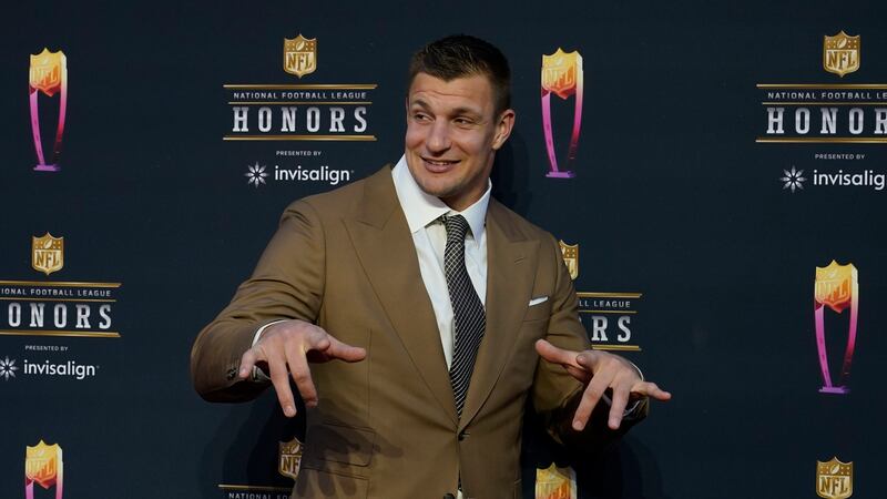 FILE - Rob Gronkowski arrives for the NFL Honors show Thursday, Feb. 10, 2022, in Inglewood,...