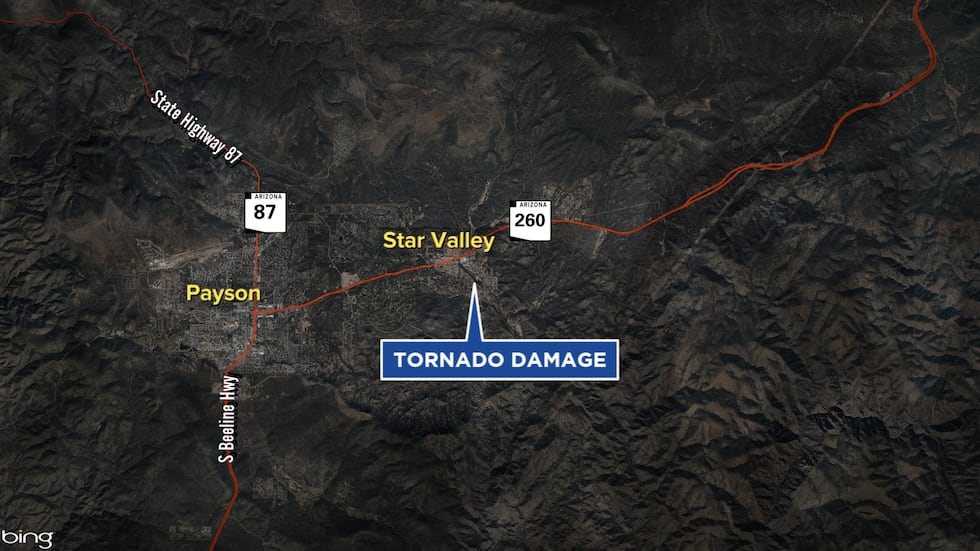 The tornado was reported in Star Valley which is east of Payson.