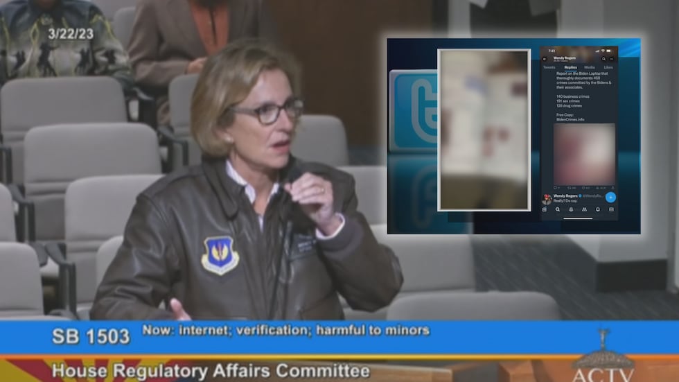 Arizona Sen. Wendy Rogers shared to her more than 300,000 Twitter followers sexual images of...