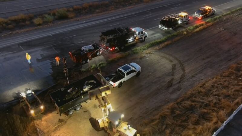At least two vehicles caught fire.