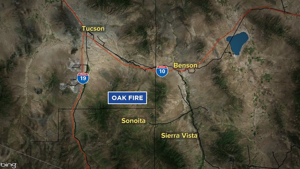 The fire is burning 10 miles northwest of Sonita.