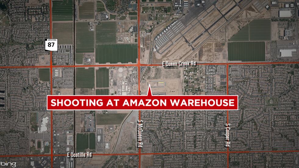 Chandler police are on scene of a shooting at the Amazon Flex Warehouse near McQueen and Queen...
