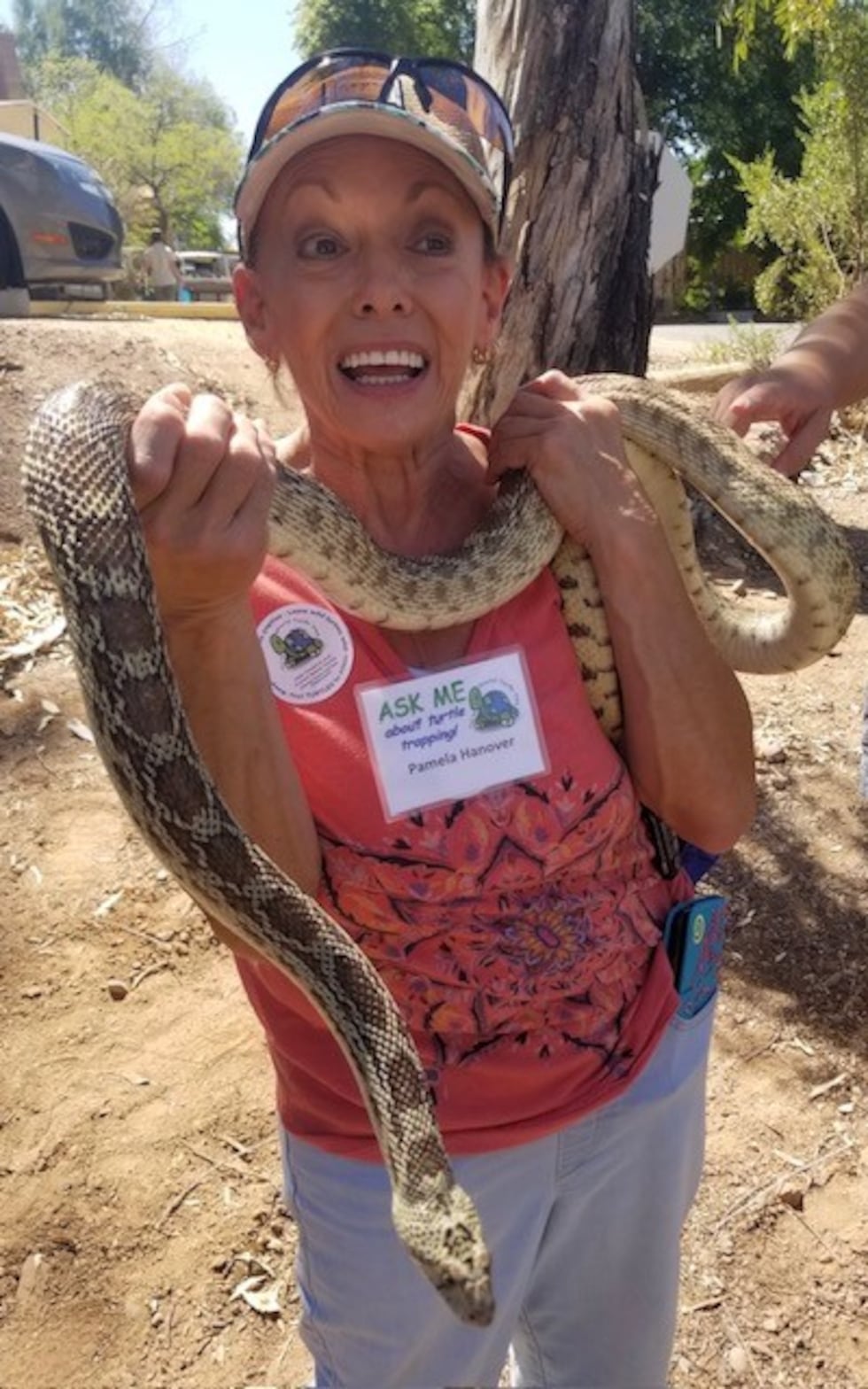 The snakes don't seem to bother the self-confessed animal lover!