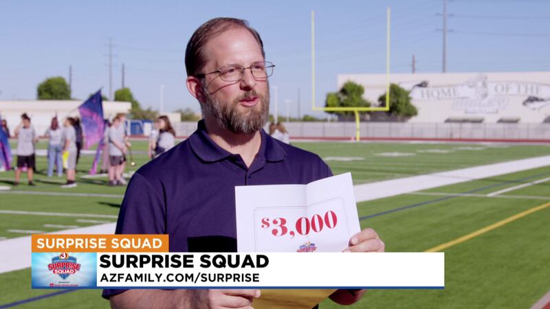 Band director Chesley Sharp thought the crew was there to do a feature story on their program...