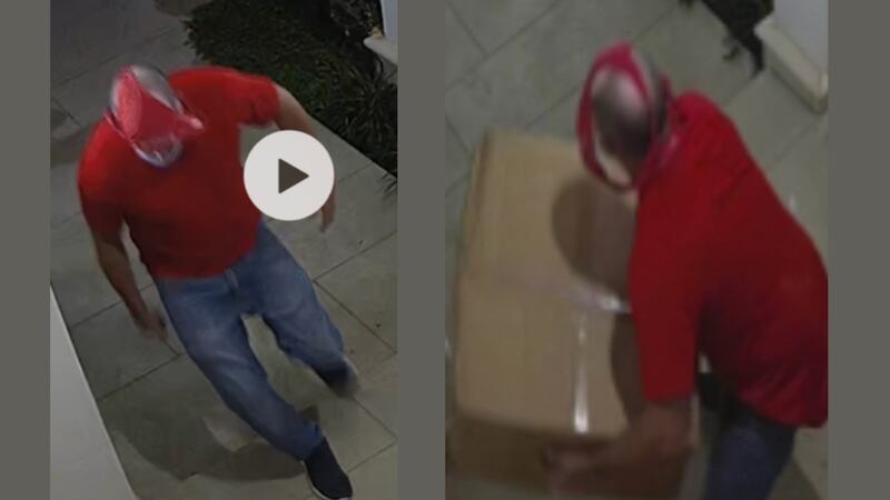 In surveillance photos shared by the Tulsa Police Department, a man is seen wearing a red...