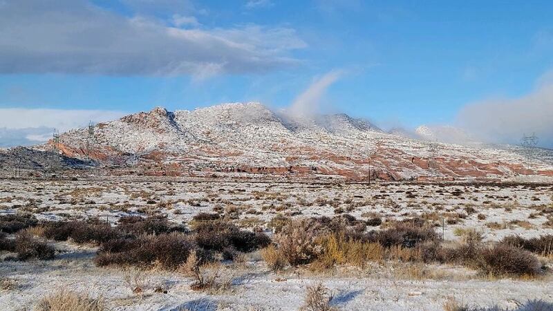 Snow covered mountains in the Navajo Nation town of Gap, Arizona.