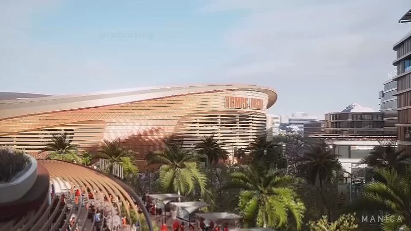 Artists' rendition of what the Coyotes team had proposed to build in Tempe. But voters in...