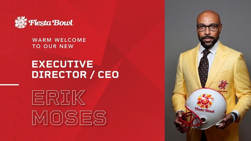 Erik Moses joins the Fiesta Bowl as Executive Director and Chief Executive Officer.